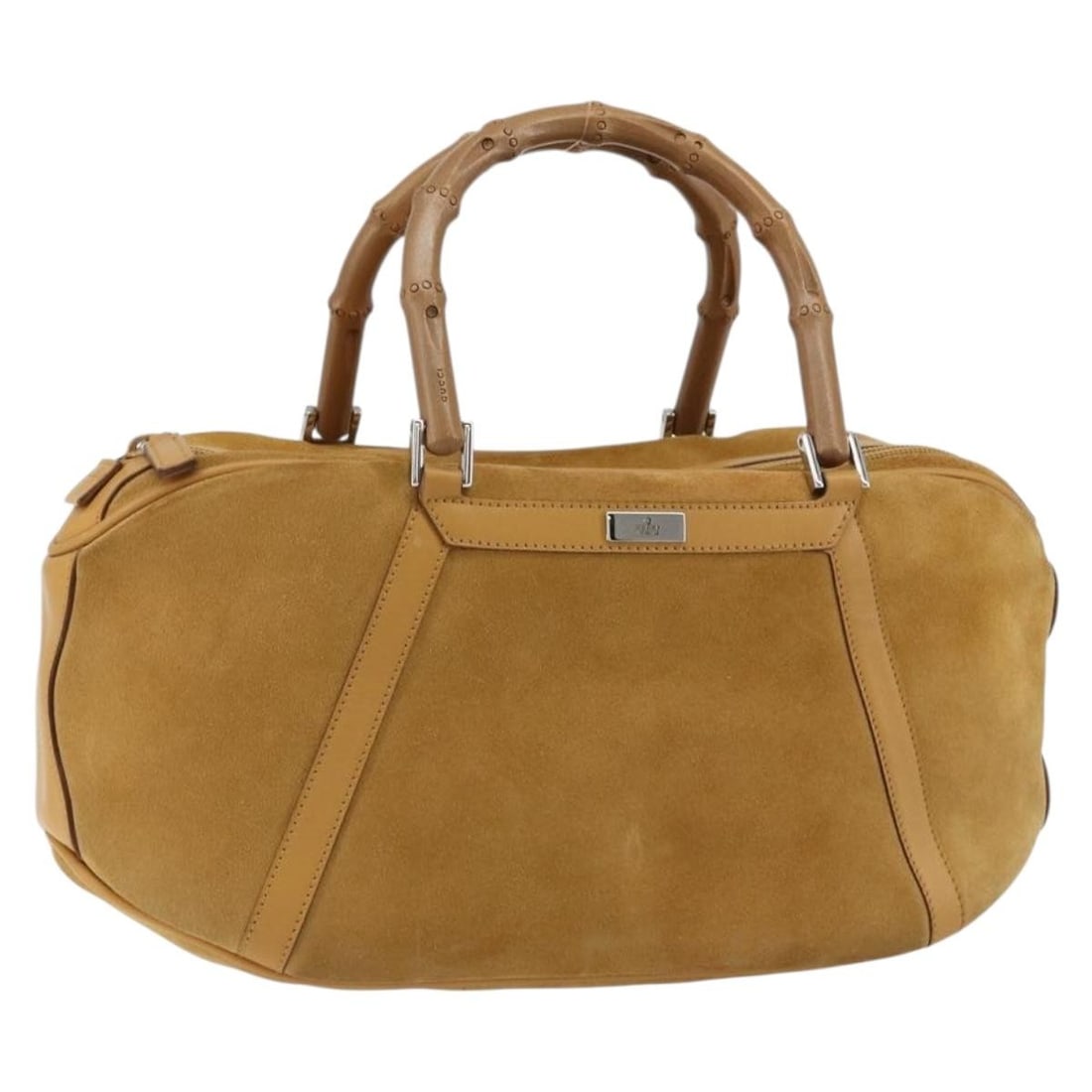 Gucci Bamboo suede brown silver handbag Italy (1 of 18)