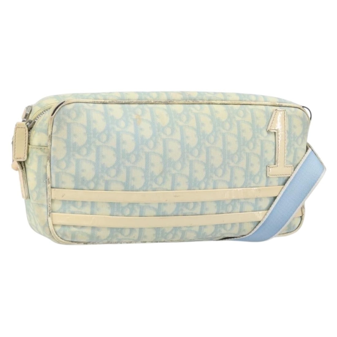 Christian Dior Trotter Canvas Light Blue PVC Shoulder Bag Silver Hardware: Christian Dior Trotter Canvas Light Blue PVC Shoulder Bag Silver Hardware This Christian Dior Trotter Canvas Shoulder Bag features a light blue and silver color scheme with PVC leather and Trotter can