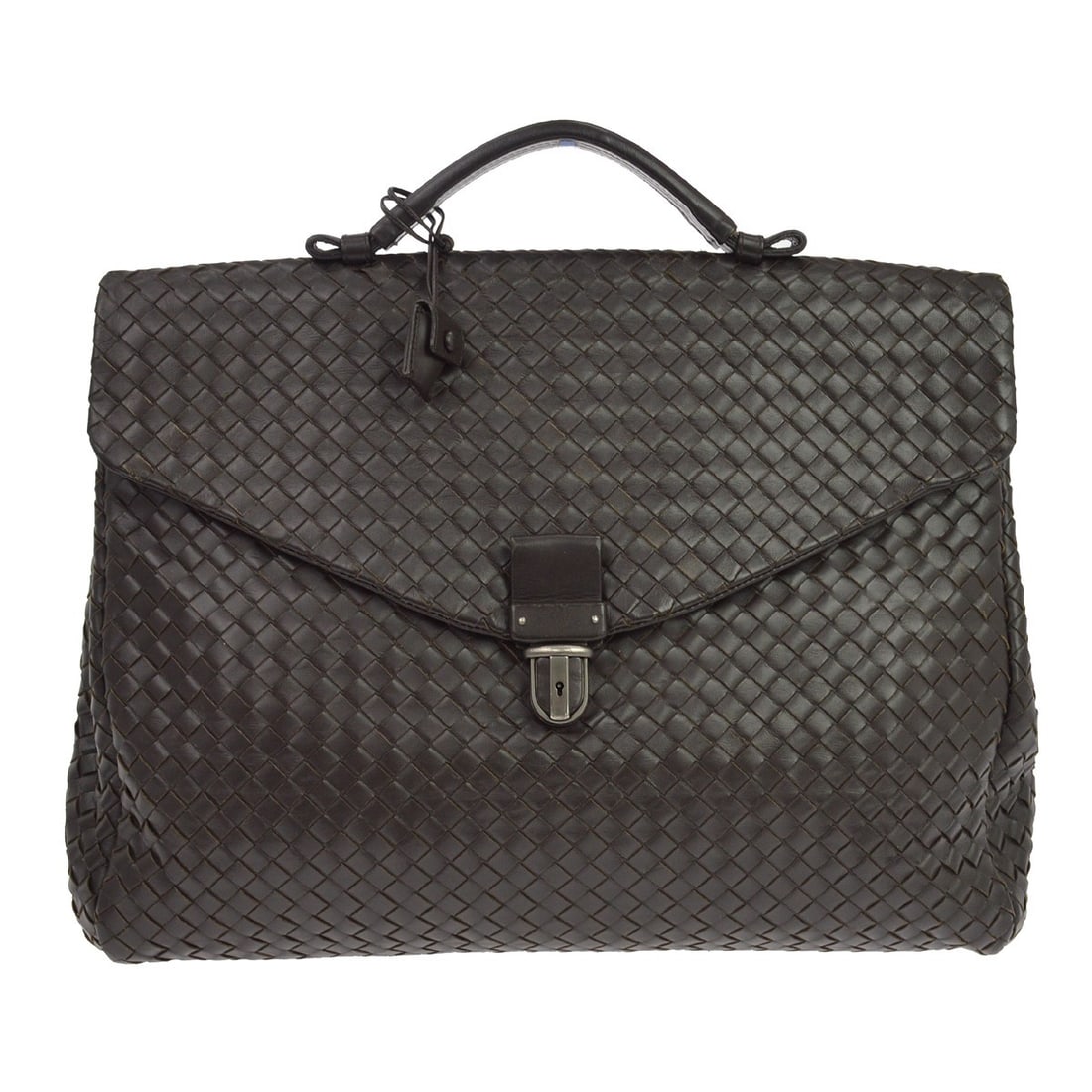 Bottega Veneta Intrecciato leather briefcase handbag brown: Bottega Veneta Intrecciato leather briefcase handbag brown This Bottega Veneta briefcase features the signature Intrecciato woven leather design in a classic brown color. Crafted in Italy, it is desig