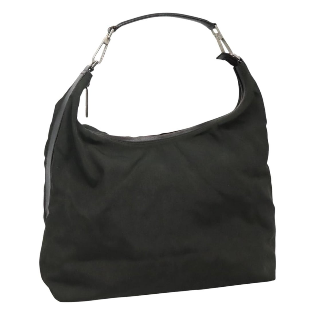GUCCI Khaki Canvas Shoulder Bag Italy Serial 001 1955 002122: GUCCI Khaki Canvas Shoulder Bag Italy Serial 001 1955 002122 This GUCCI shoulder bag features a khaki canvas exterior and is designed for women. Made in Italy, it offers a spacious interior with appro