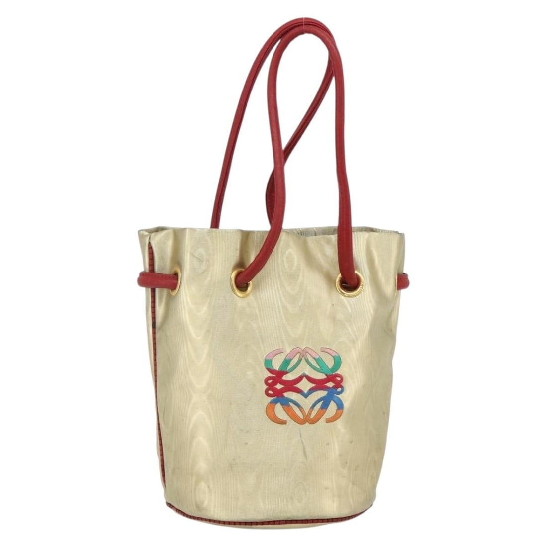 LOEWE Gold Nylon Tote Bag Italy 10.6inch Handle Drop 7.9inch: LOEWE Gold Nylon Tote Bag Italy 10.6inch Handle Drop 7.9inch This LOEWE tote bag is crafted from nylon in a gold color, offering a spacious and practical design. Made in Italy, it features a handle dr