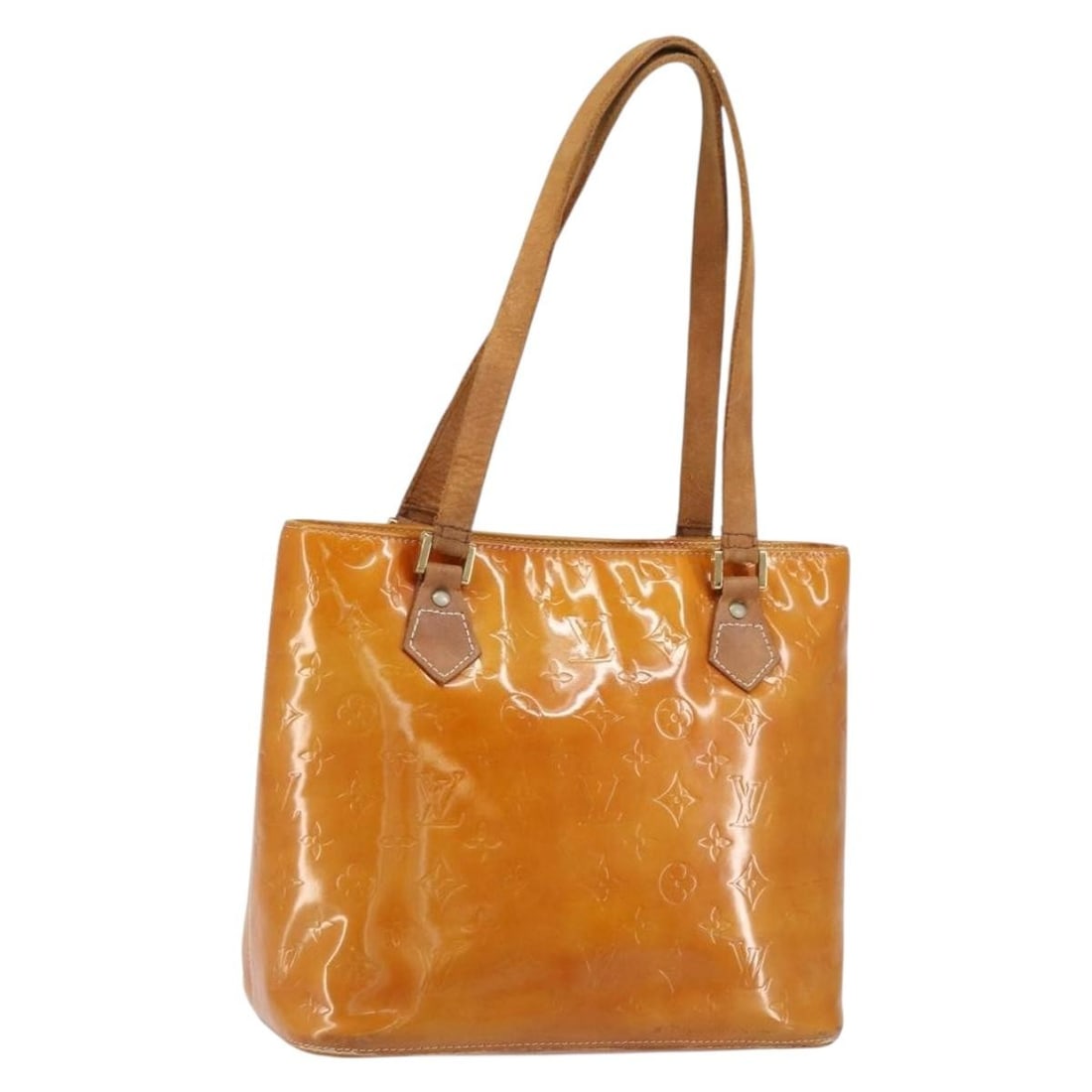 LOUIS VUITTON Monogram Vernis Houston Hand Bag Beige M91004 Auth (1 of 18)
