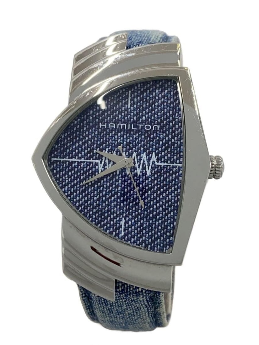 Hamilton Ventura H244112 Indigo Quartz Men's Wristwatch: Hamilton Ventura H244112 Indigo Quartz Men's Wristwatch This Hamilton Ventura Denim Blue Quartz H244112 men's wristwatch features a distinctive indigo color and is crafted in Switzerland. The watch is