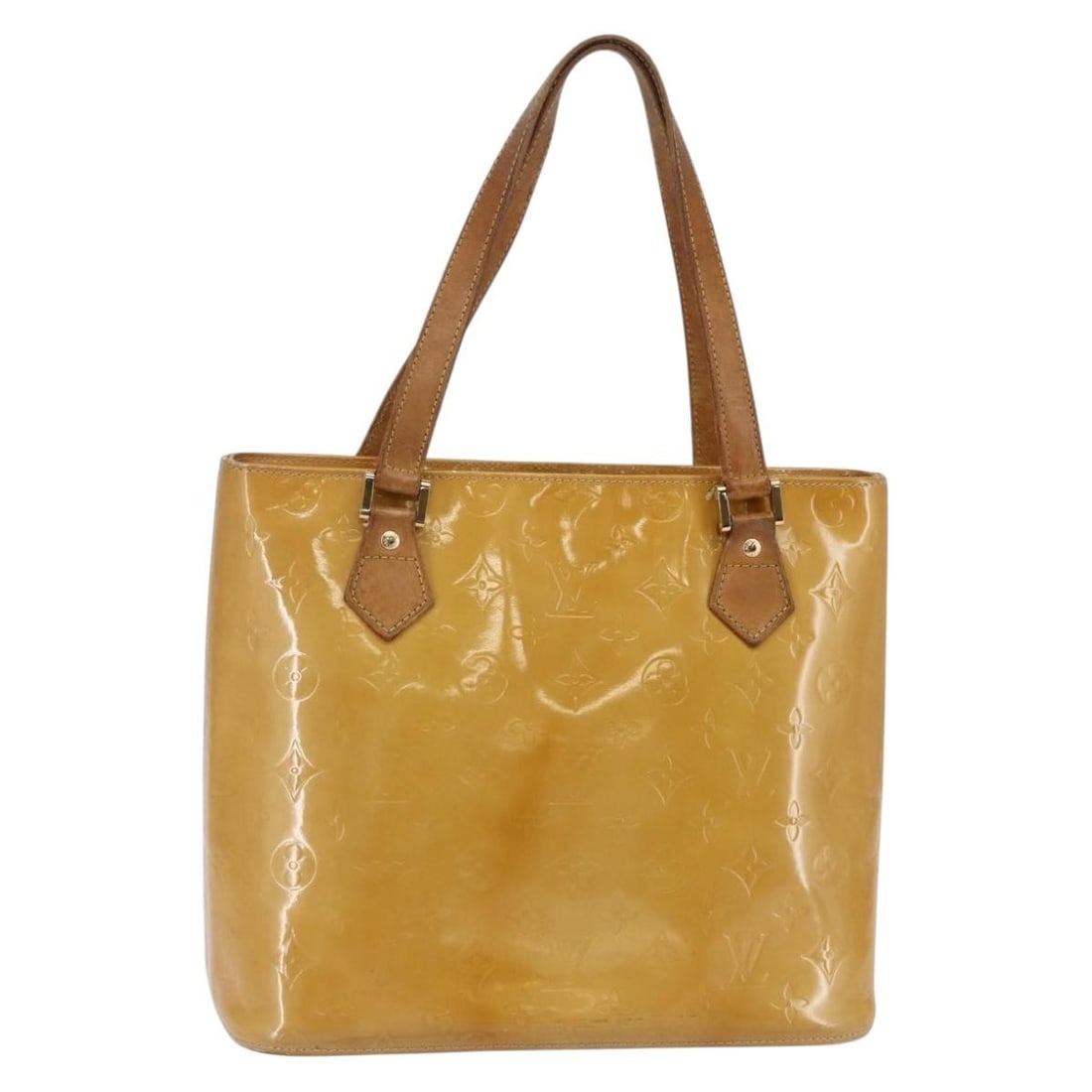 Authentic LOUIS VUITTON Monogram Vernis Houston Hand Bag Beige M91004 (1 of 18)