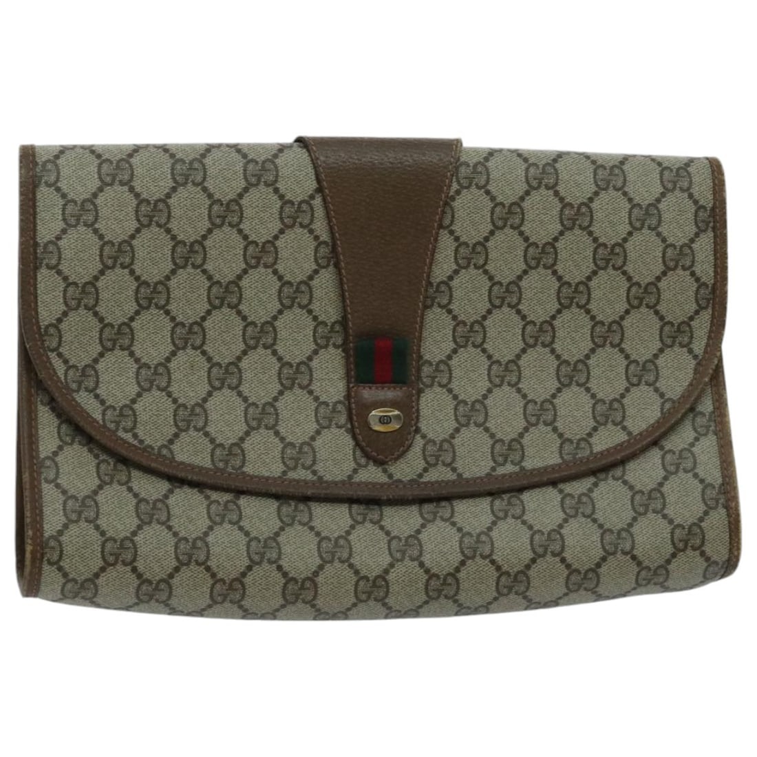 Gucci GG Supreme Sherry Line Beige Red PVC Leather Clutch Bag (1 of 16)