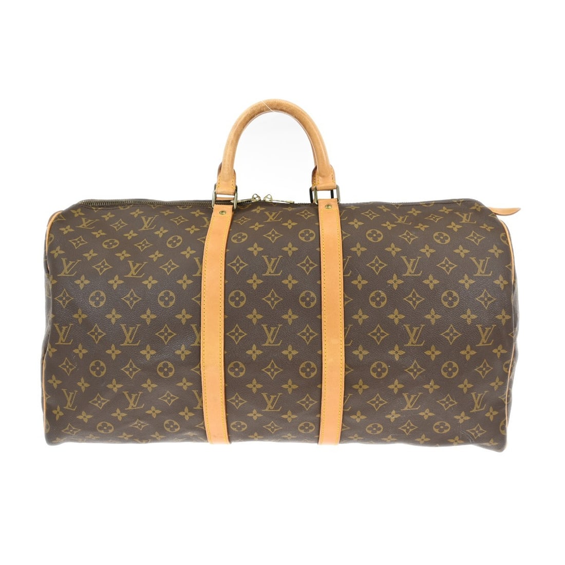 Louis Vuitton Keepall Monogram Canvas Travel Bag 50cm x 29cm x 22cm: Louis Vuitton Keepall Monogram Canvas Travel Bag 50cm x 29cm x 22cm This Louis Vuitton Keepall Bag is crafted from signature brown monogram canvas and designed for unisex use. The bag features visible