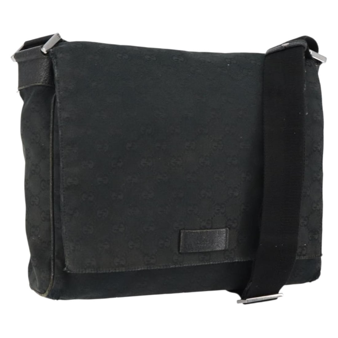 GUCCI GG Canvas Shoulder Bag Black Silver 146236 Authentic Italy (1 of 18)