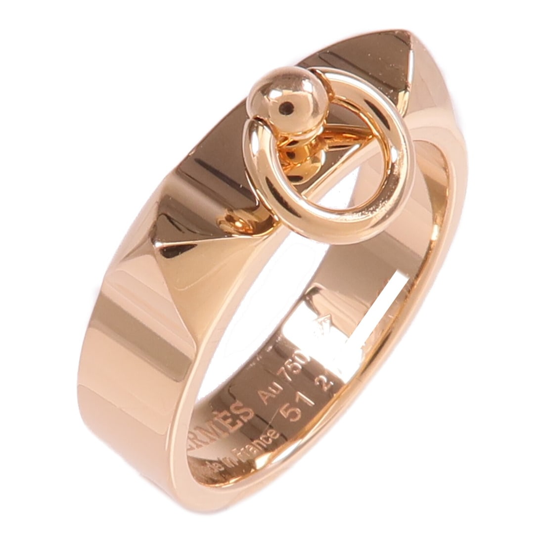 Hermes Collier de Chien Rose Gold Ring Size 5.75: Hermes Collier de Chien Rose Gold Ring Size 5.75 This Hermes Collier de Chien ring is crafted from 18K pink gold and features a sleek, contemporary design. The ring is sized at US 5.75 and is designed
