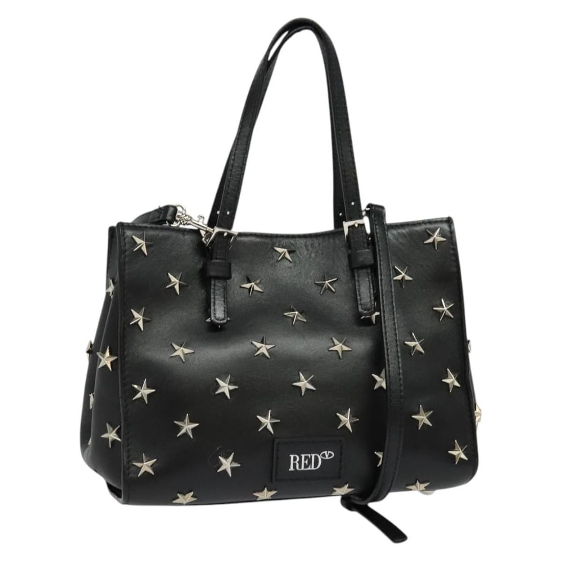 Valentino Black Silver Leather Studs Hand Bag 2-Way Made in Italy (1 of 18)