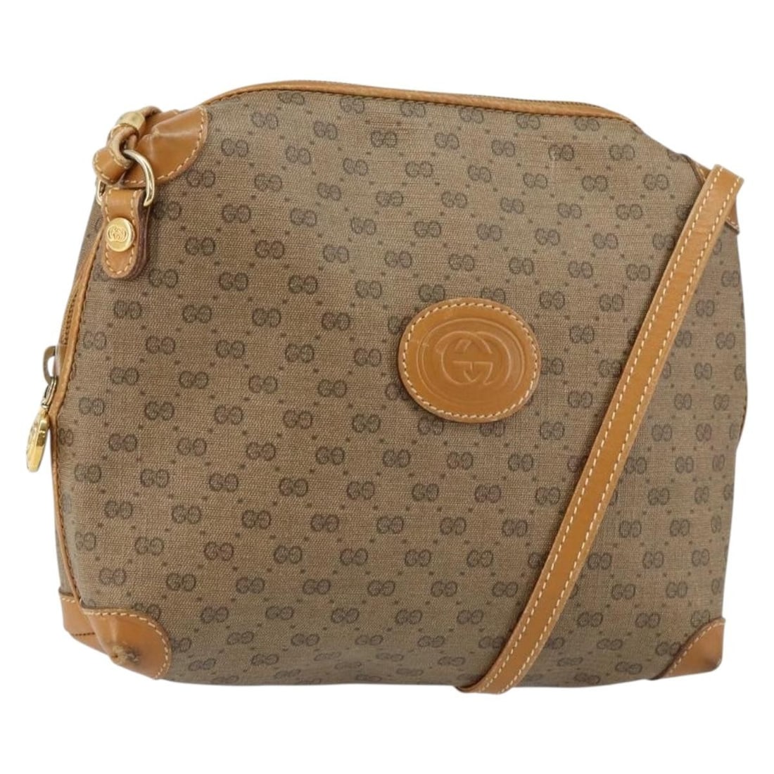 GUCCI Brown Micro GG Canvas Shoulder Bag PVC Leather Made in Italy (1 of 18)