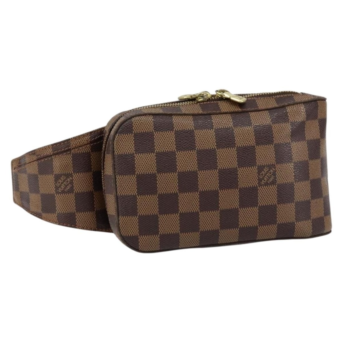Geronimos Canvas Waist Bag by Louis Vuitton Brown 12cm by 20cm by 5cm: Geronimos Canvas Waist Bag by Louis Vuitton Brown 12cm by 20cm by 5cm This Louis Vuitton Geronimos waist bag features the classic Damier canvas in brown, designed for unisex use. It measures 12cm x 20