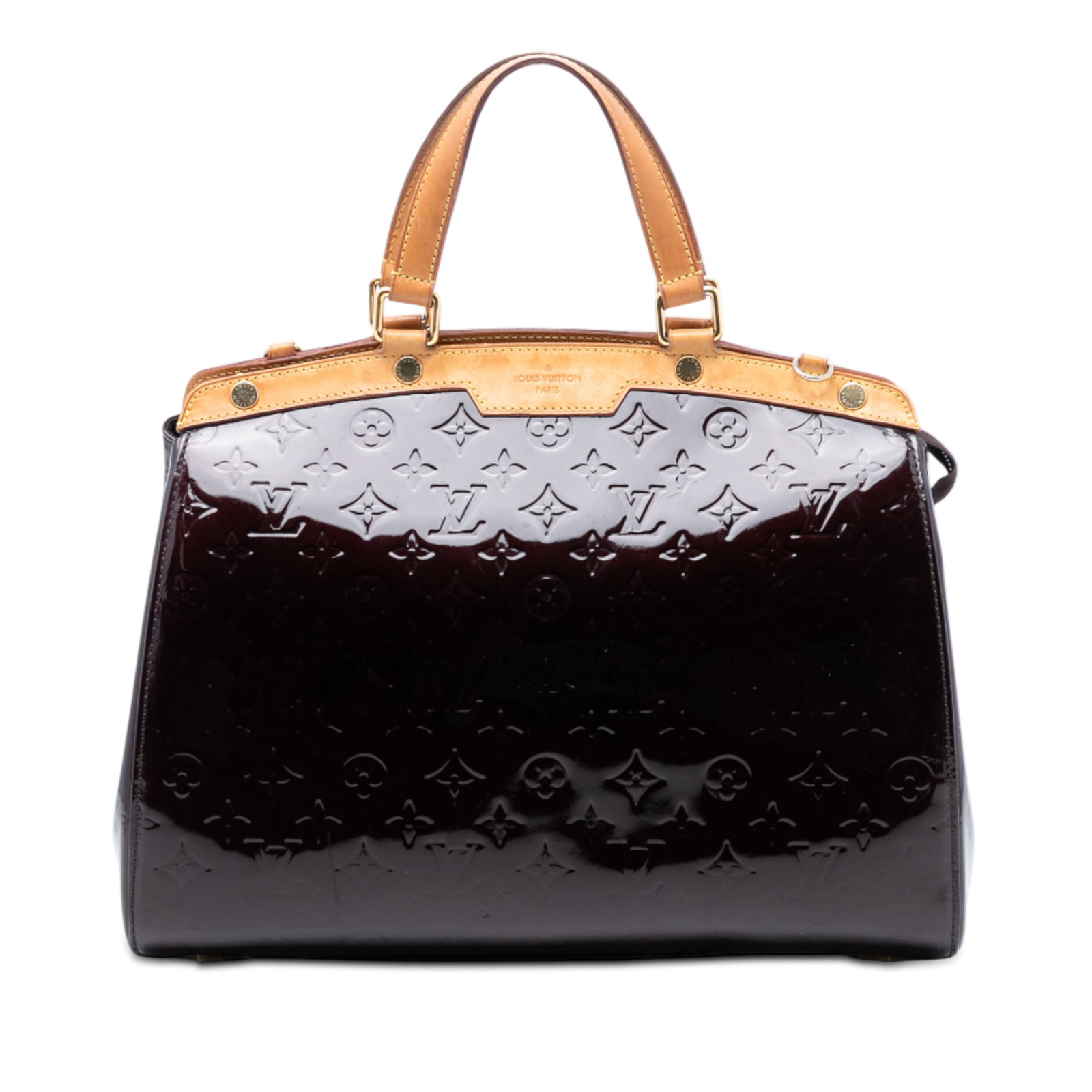 Louis Vuitton Brea GM Purple Monogram Vernis Leather Handbag with Vachetta Trim (1 of 6)