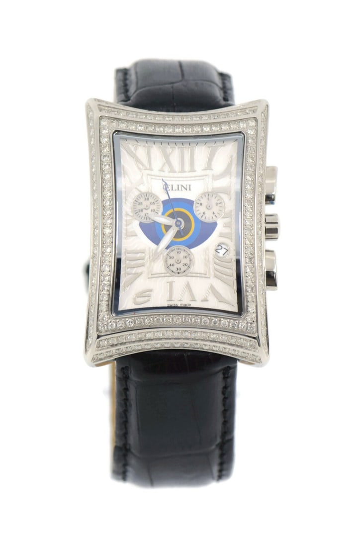Elini Nazar Lucky Eye Stainless Steel Analog Watch with Black Leather Band: Elini Nazar Lucky Eye Stainless Steel Analog Watch with Black Leather Band The Elini Nazar Lucky Eye Stainless Steel Watch is a stylish wristwatch featuring a classic analog display. It boasts a durab