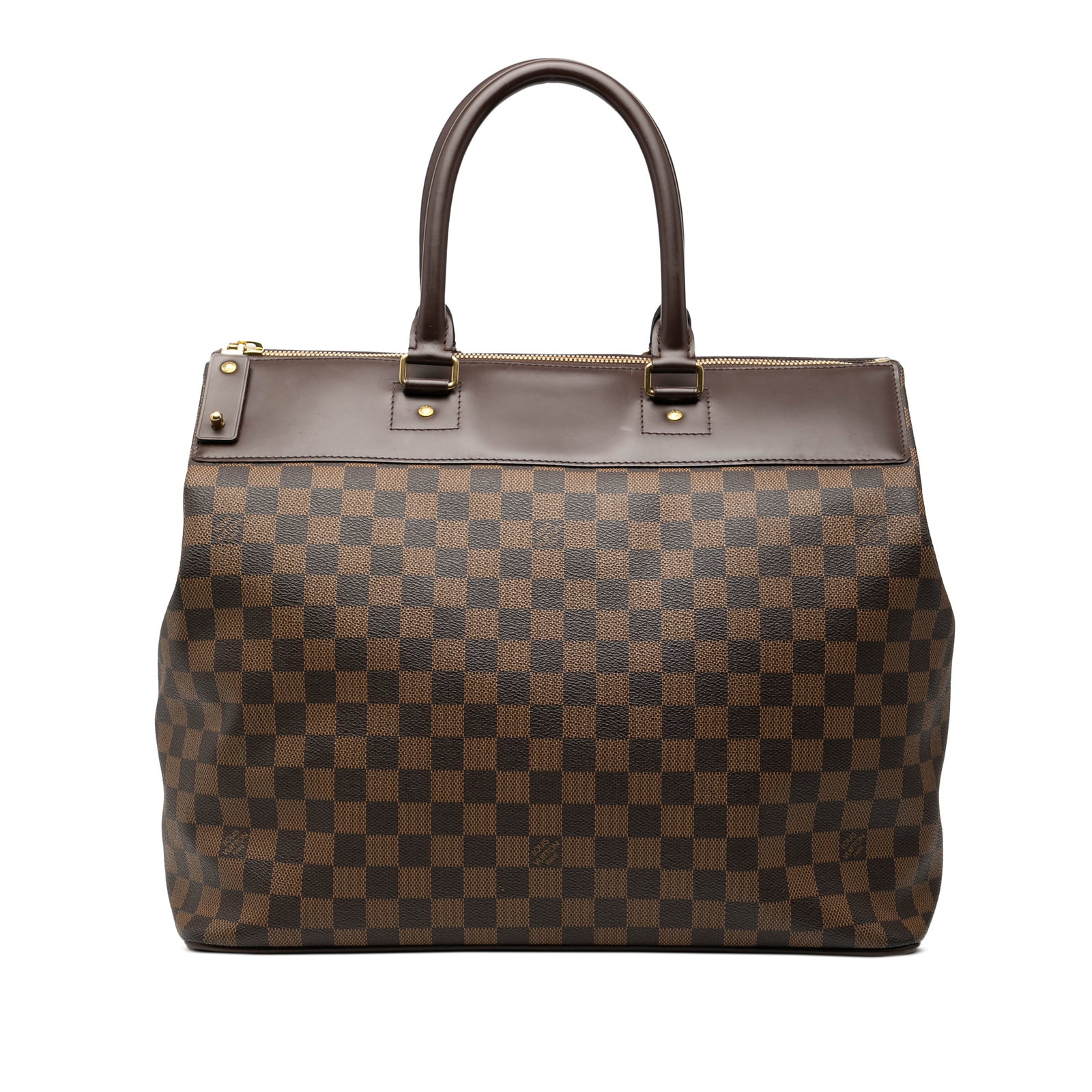 Damier Ebene Greenwich PM Brown Canvas Handbag with Leather Trim (1 of 8)
