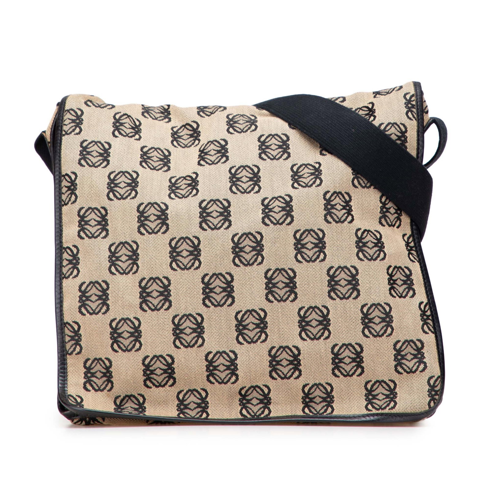 LOEWE Anagram Canvas Crossbody Bag Brown Leather Trim (1 of 10)