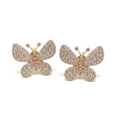 Rachel Koen butterfly diamond stud earrings 18K yellow gold pave set (1 of 4)