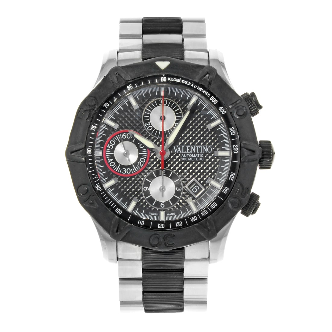 Valentino Limited Edition V40LCA9R909-S09R Black Steel Automatic Chronograph Watch: Valentino Limited Edition V40LCA9R909-S09R Black Steel Automatic Chronograph Watch This pre-owned Valentino Limited Edition V40LCA9R909-S09R men's wristwatch beautifully blends sport and sophisticatio