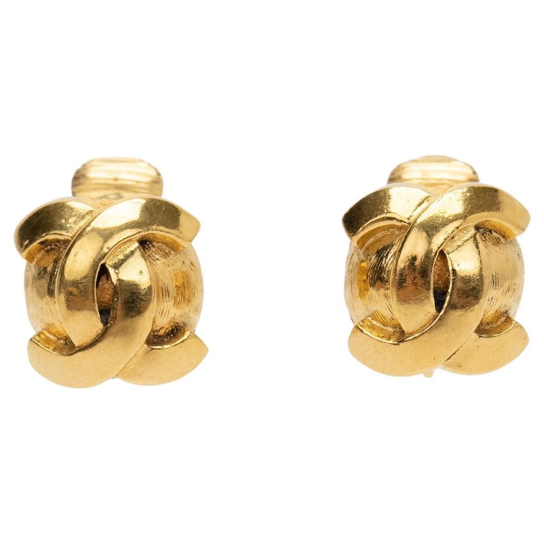 Chanel Vintage Clip On Earrings Gold CC Logo Italy 1980s (1 of 5)