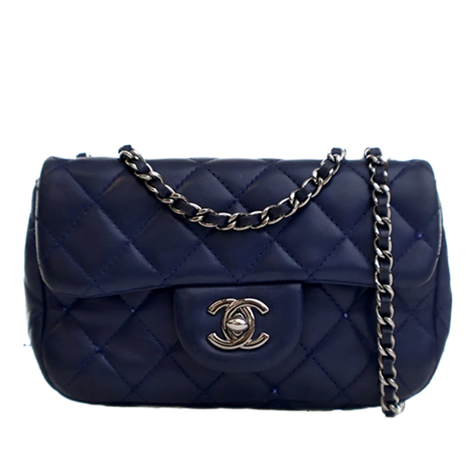 Chanel blue lambskin crystal flap bag mini rectangular (1 of 15)