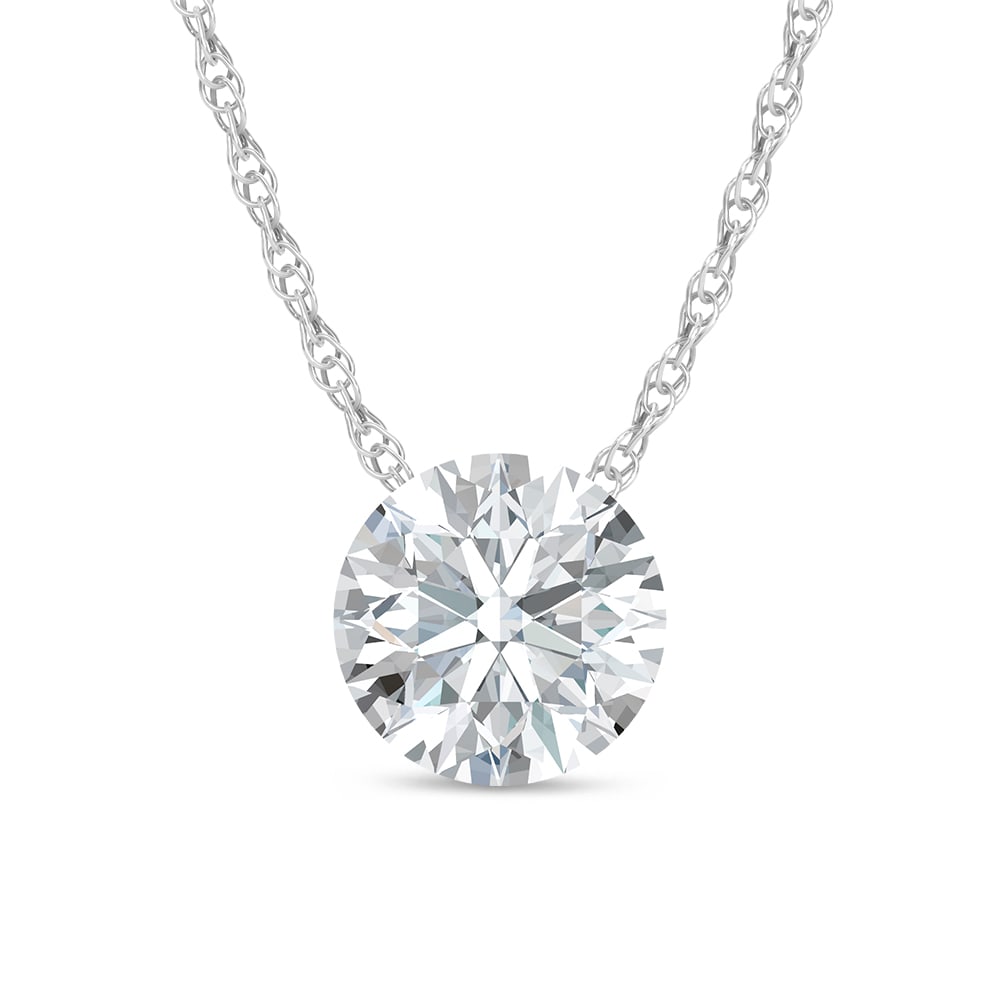 14K White Gold Lab Grown Diamond 2 Ct.Tw. Solitaire Slide Pendant: 14K White Gold Lab Grown Diamond 2 Ct.Tw. Solitaire Slide Pendant 14k White Gold Stone Color: D-f Stone Clarity: Vs Unless otherwise specified, pendants that include a chain are paired with our standa