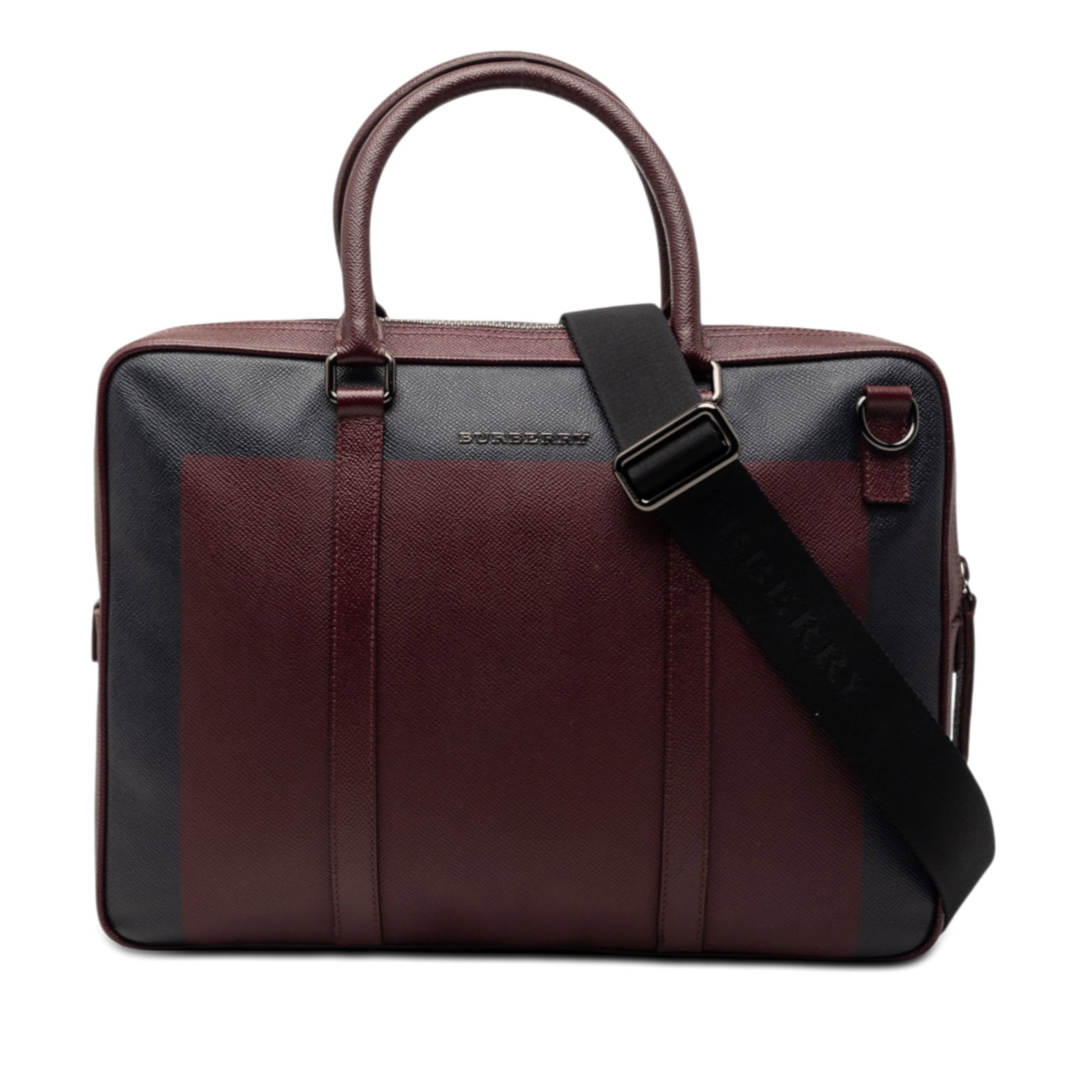Burberry Newburg Red Leather Business Bag with Dual Handles and Strap (1 of 7)