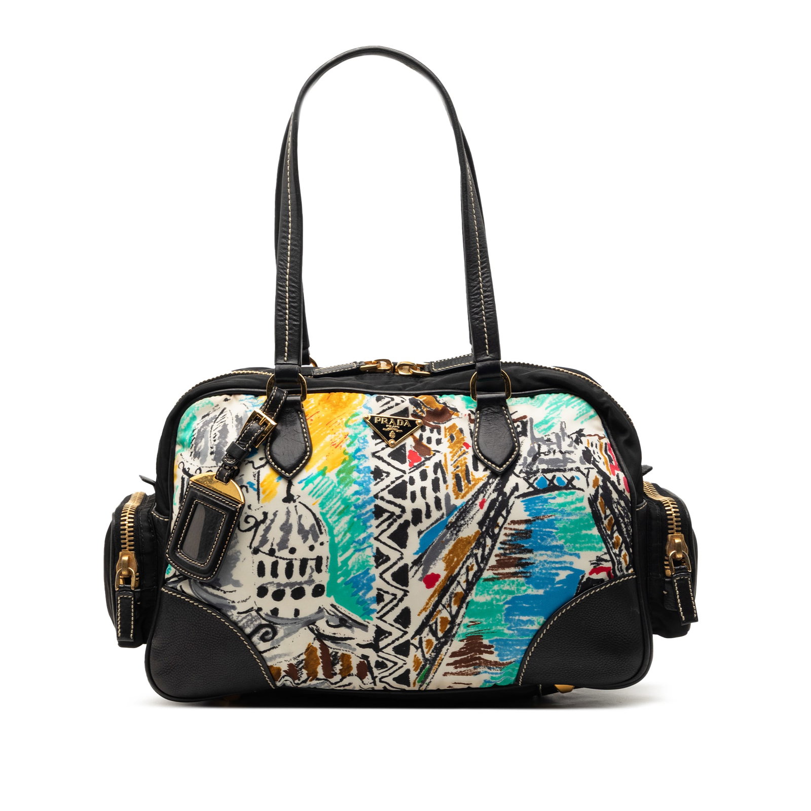 Prada Venezia black printed canvas shoulder bag (1 of 6)