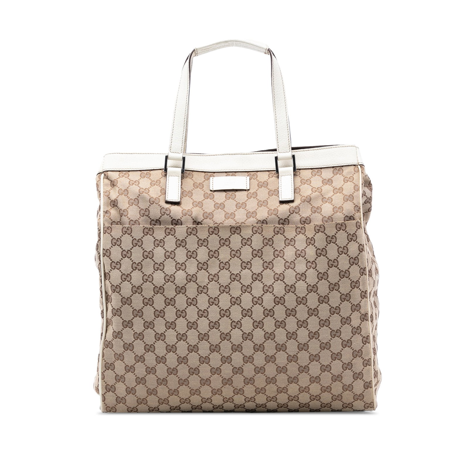 Gucci Brown GG Canvas Tote Bag with Leather Trim and Front Pocket (1 of 7)