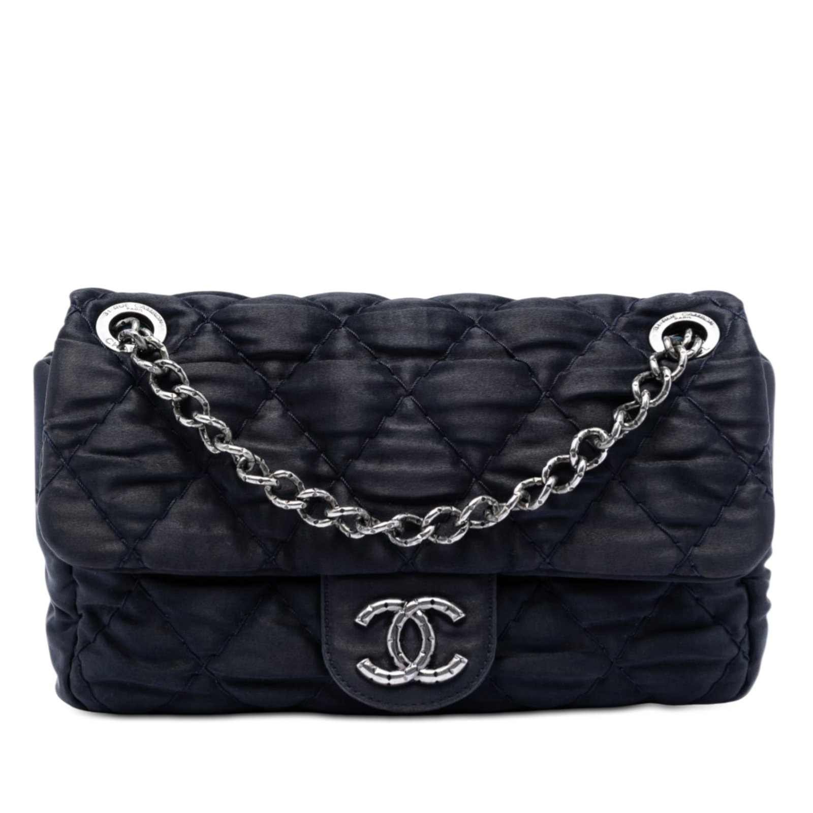 Chanel quilted satin flap shoulder bag Medium CC (1 of 7)