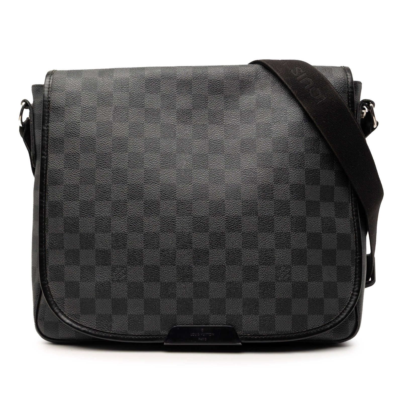 Louis Vuitton Daniel MM Damier Graphite messenger bag: Louis Vuitton Daniel MM Damier Graphite messenger bag This Louis Vuitton Damier Graphite Daniel MM bag features a signature Damier Graphite canvas body in black, an adjustable flat strap, a front flap
