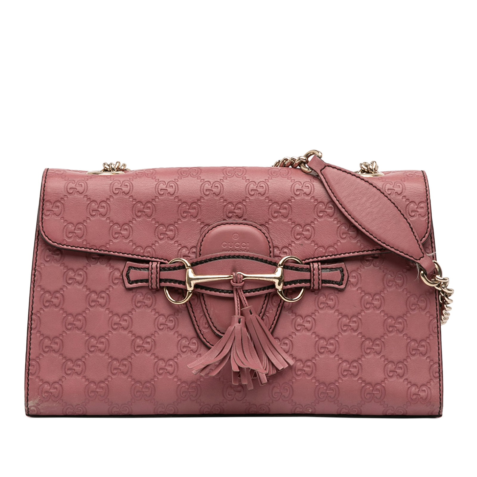 Gucci Emily pink embossed leather shoulder bag medium (1 of 11)