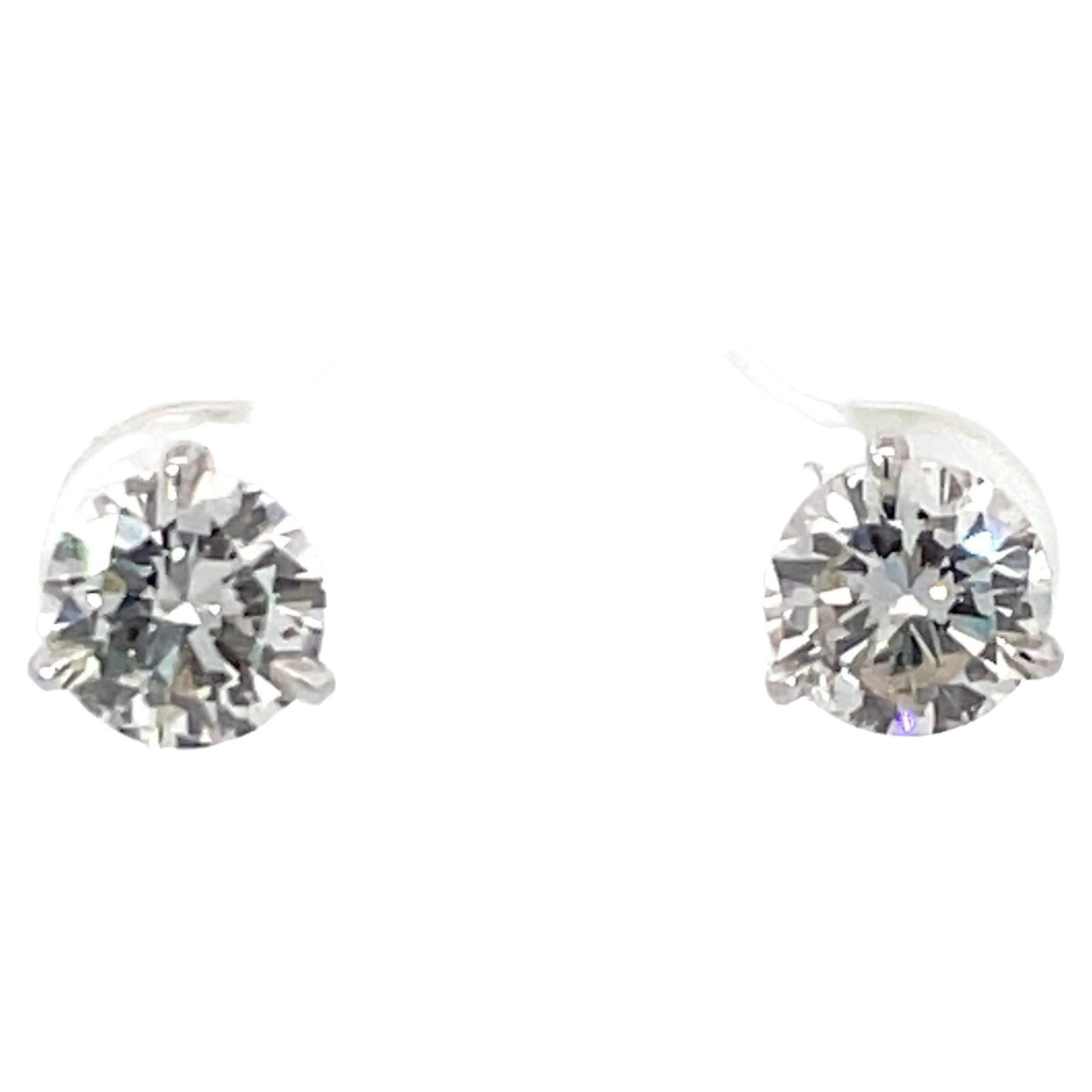 GIA Certified 2.10ct Diamond Stud Earrings 18k White Gold Contemporary (1 of 10)