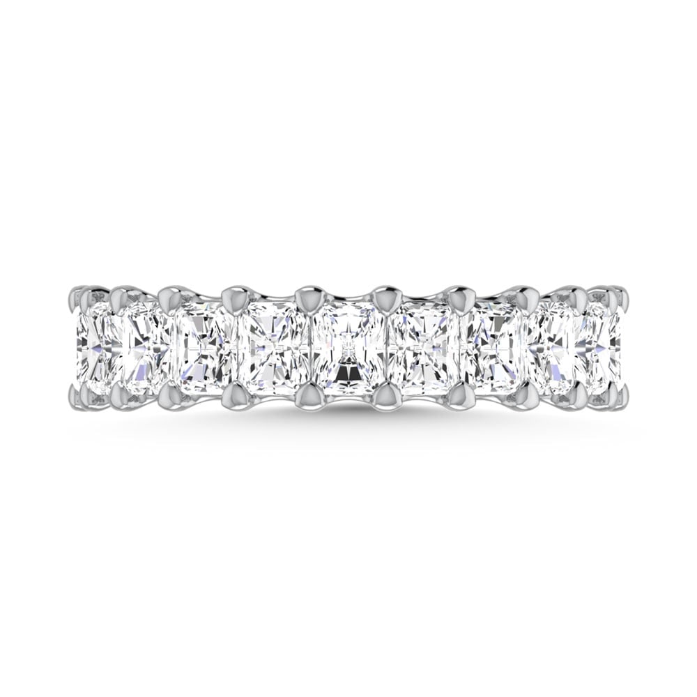 14K White Gold 5 1/4 CT Tw. Radiant Shape Diamond Full Eternity Band: 14K White Gold 5 1/4 CT Tw. Radiant Shape Diamond Full Eternity Band Celebrate everlasting love with our stunning Diamond Full Eternity Wedding Band. Crafted in precious metal, this timeless piece fea