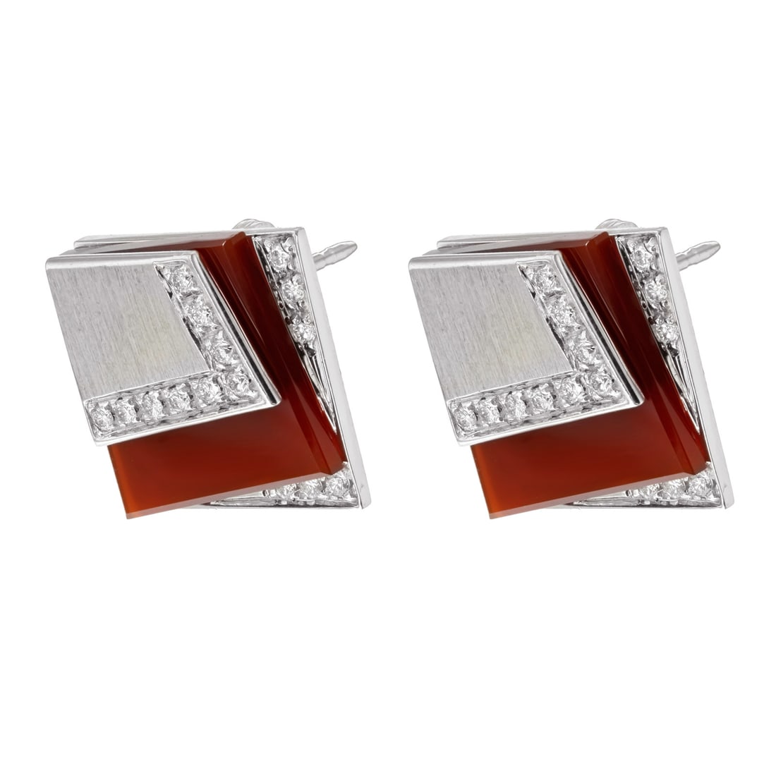 Salavetti Art Deco Stud Earrings 18K White Gold 0.3 Cttw Diamonds (1 of 4)