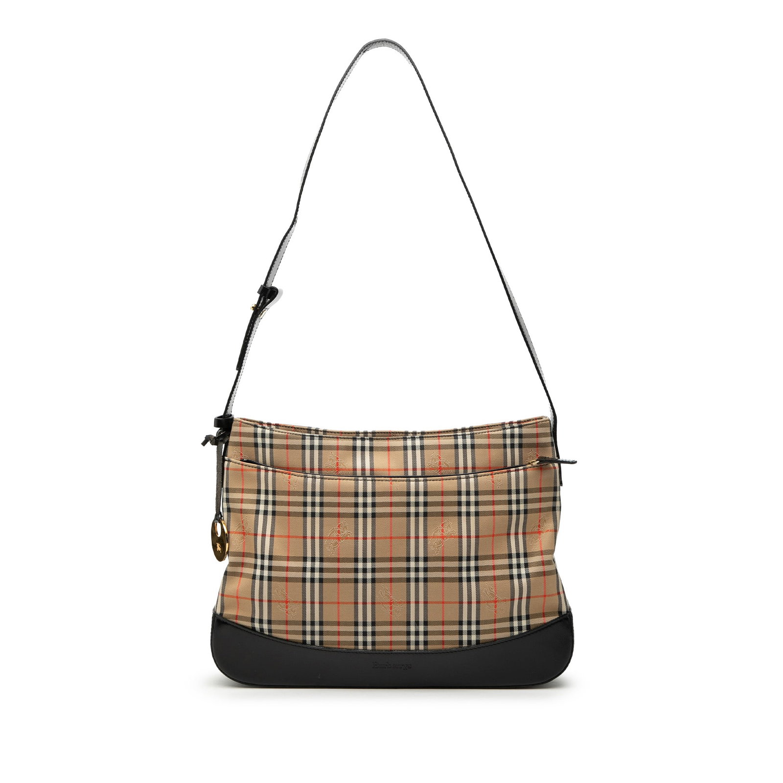 Burberry Haymarket canvas beige shoulder bag: Burberry Haymarket canvas beige shoulder bag This Burberry Haymarket Check Canvas Shoulder Bag features a classic canvas body with leather trim, an adjustable flat leather shoulder strap, an open top 