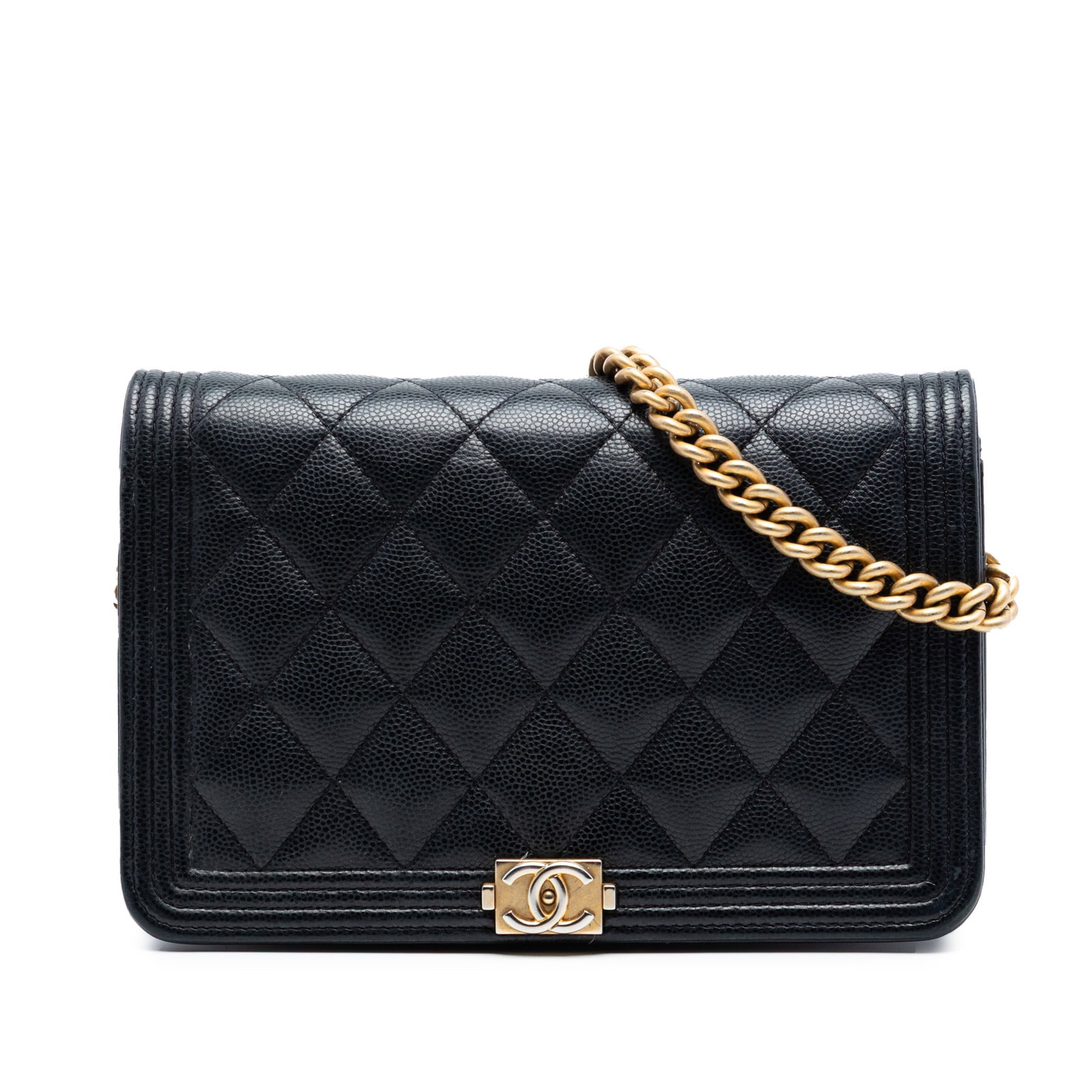 Chanel Boy caviar leather wallet on chain black (1 of 7)