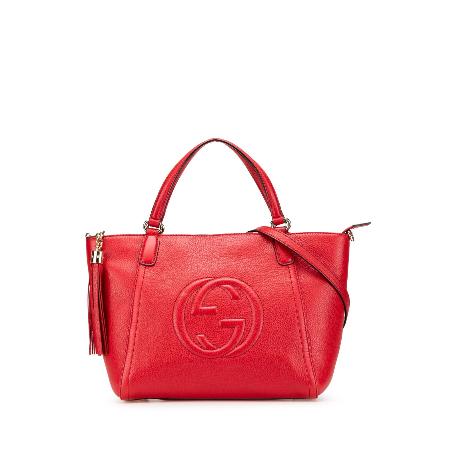 Gucci red leather Soho Cellarius satchel with tassel (1 of 12)