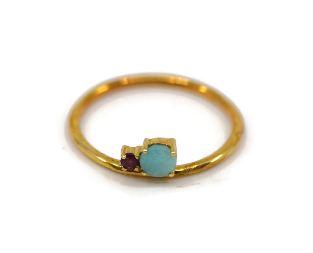 Tous Turquoise 18K Yellow Gold Ring Authentic Size 6.5 (1 of 2)