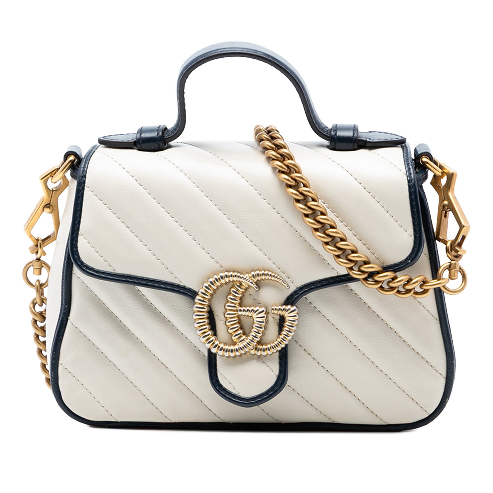 Gucci Mini GG Marmont White Leather Top Handle Bag (1 of 7)