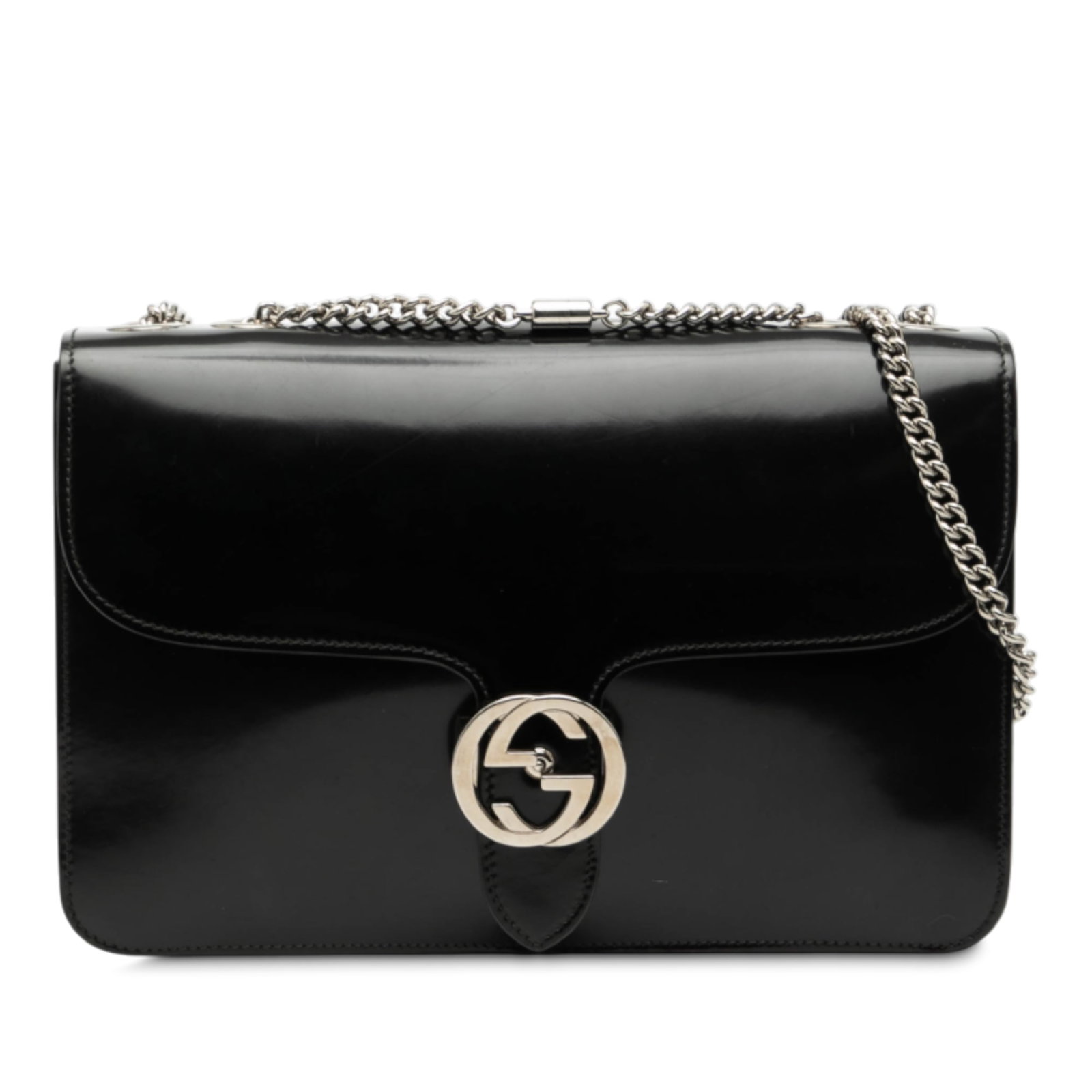 Gucci Interlocking G Black Patent Leather Medium Crossbody Bag (1 of 7)