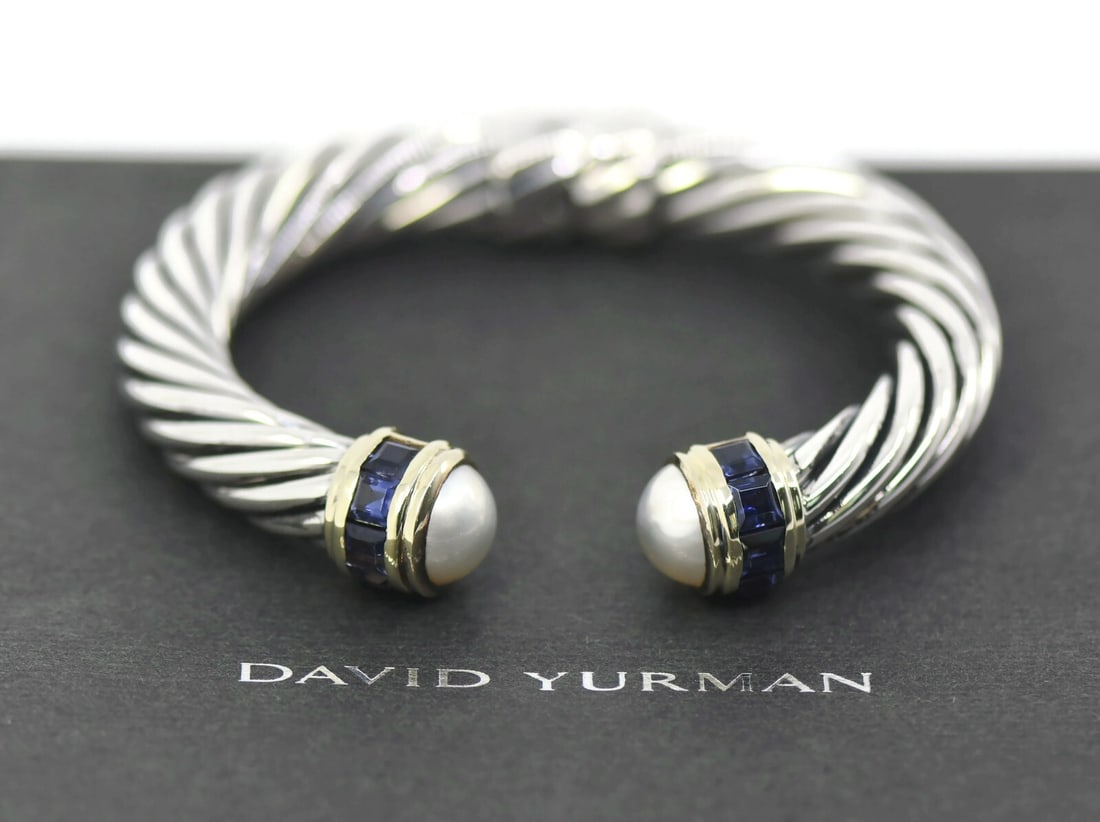 David Yurman 14K Sterling Silver 10mm Cable Cuff Bracelet Authentic (1 of 3)