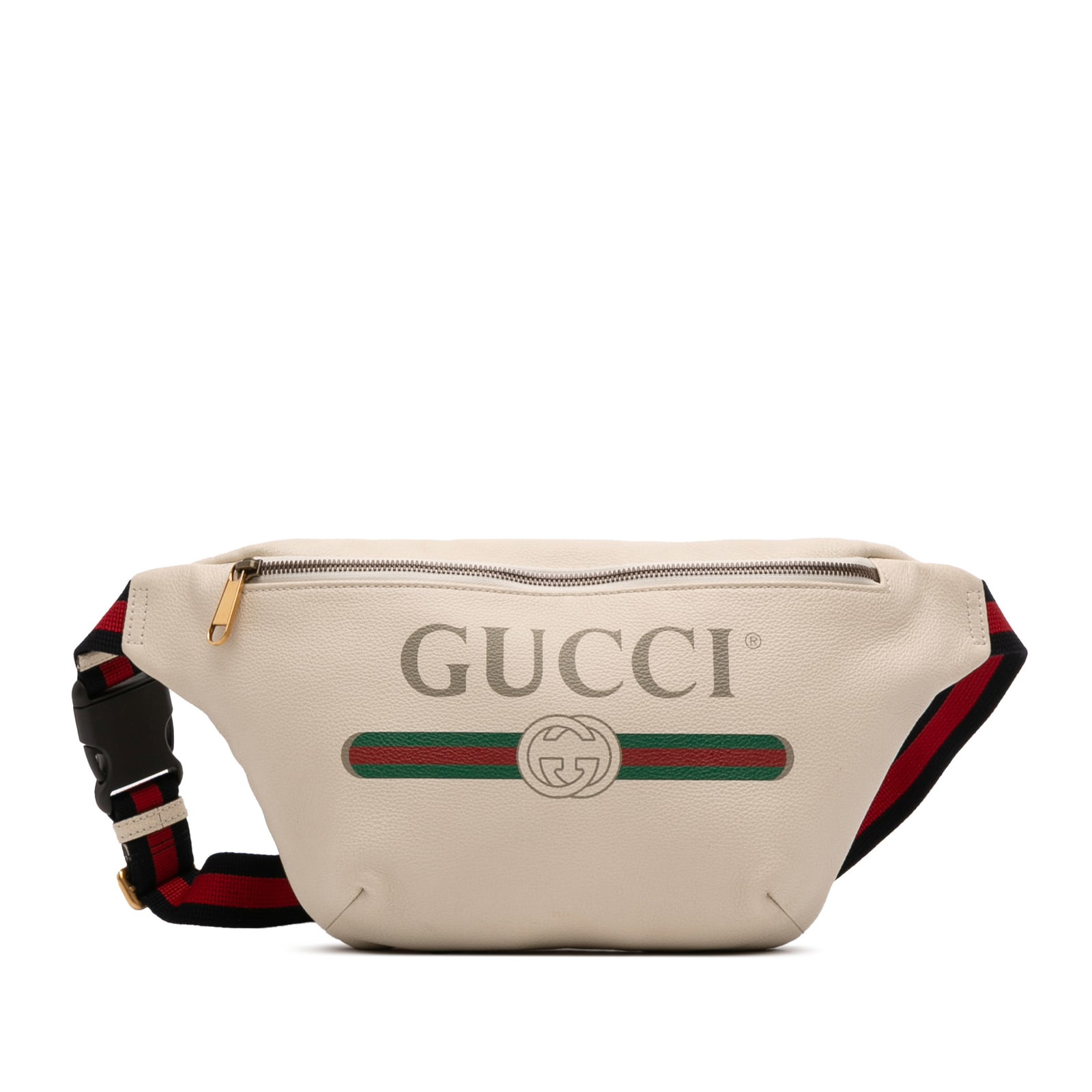 Gucci White Leather Belt Bag with Canvas Waist Strap (1 of 12)