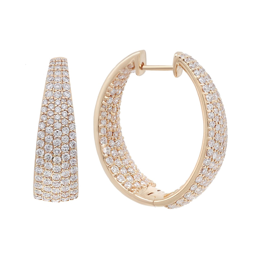 Rachel Koen 3.30ct Round Diamond Hoop Earrings 18K Yellow Gold: Rachel Koen 3.30ct Round Diamond Hoop Earrings 18K Yellow Gold Elevate your jewelry collection with these exquisite prong set round diamond hoop earrings by Rachel Koen. Crafted from luxurious 18K yel