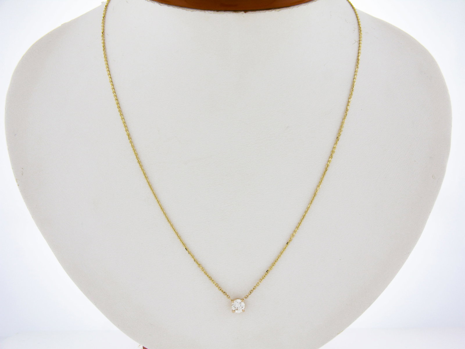 14K Yellow Gold 0.49ct Diamond Solitaire Pendant Necklace Adjustable Chain (1 of 7)