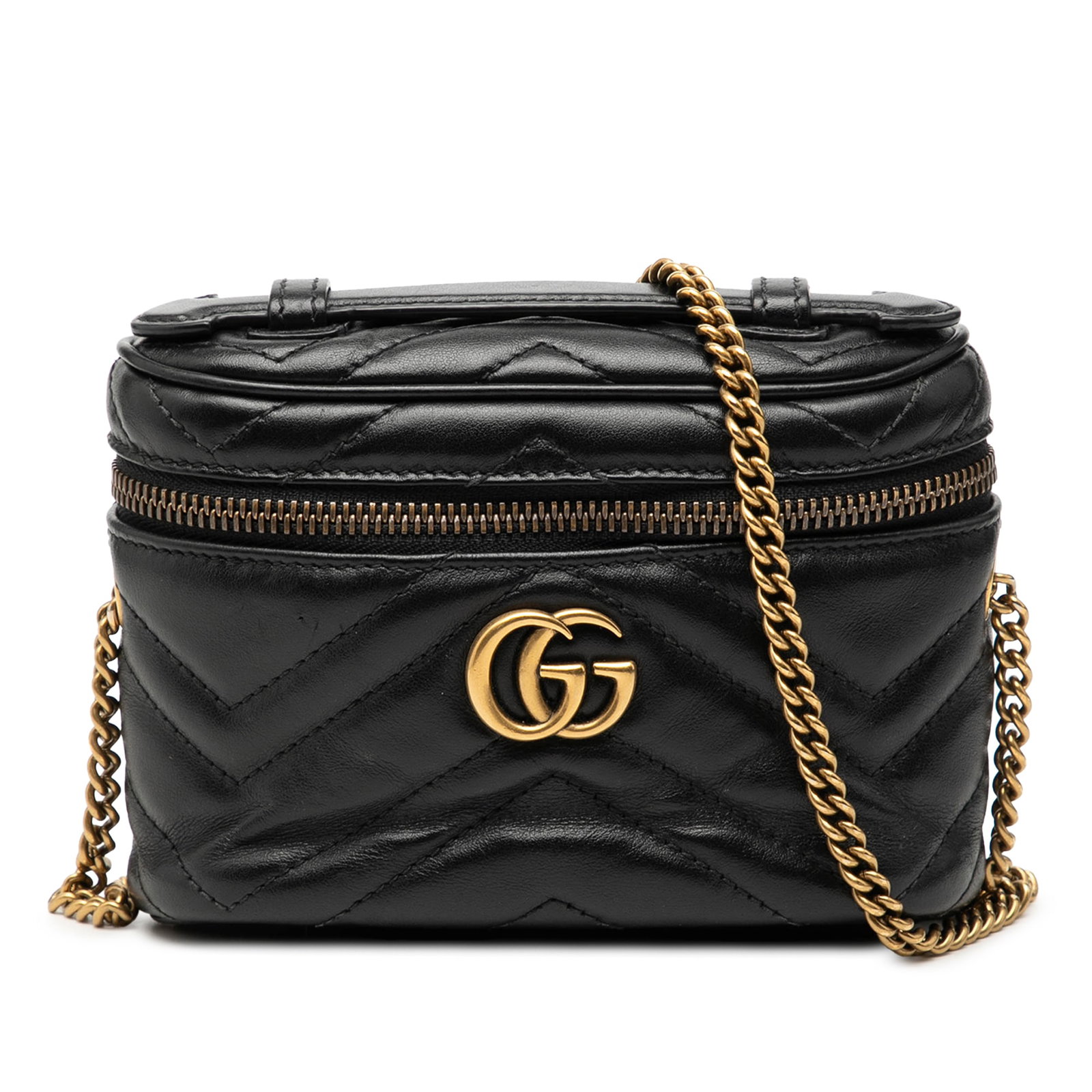 Gucci Marmont black leather mini satchel with chain strap (1 of 7)
