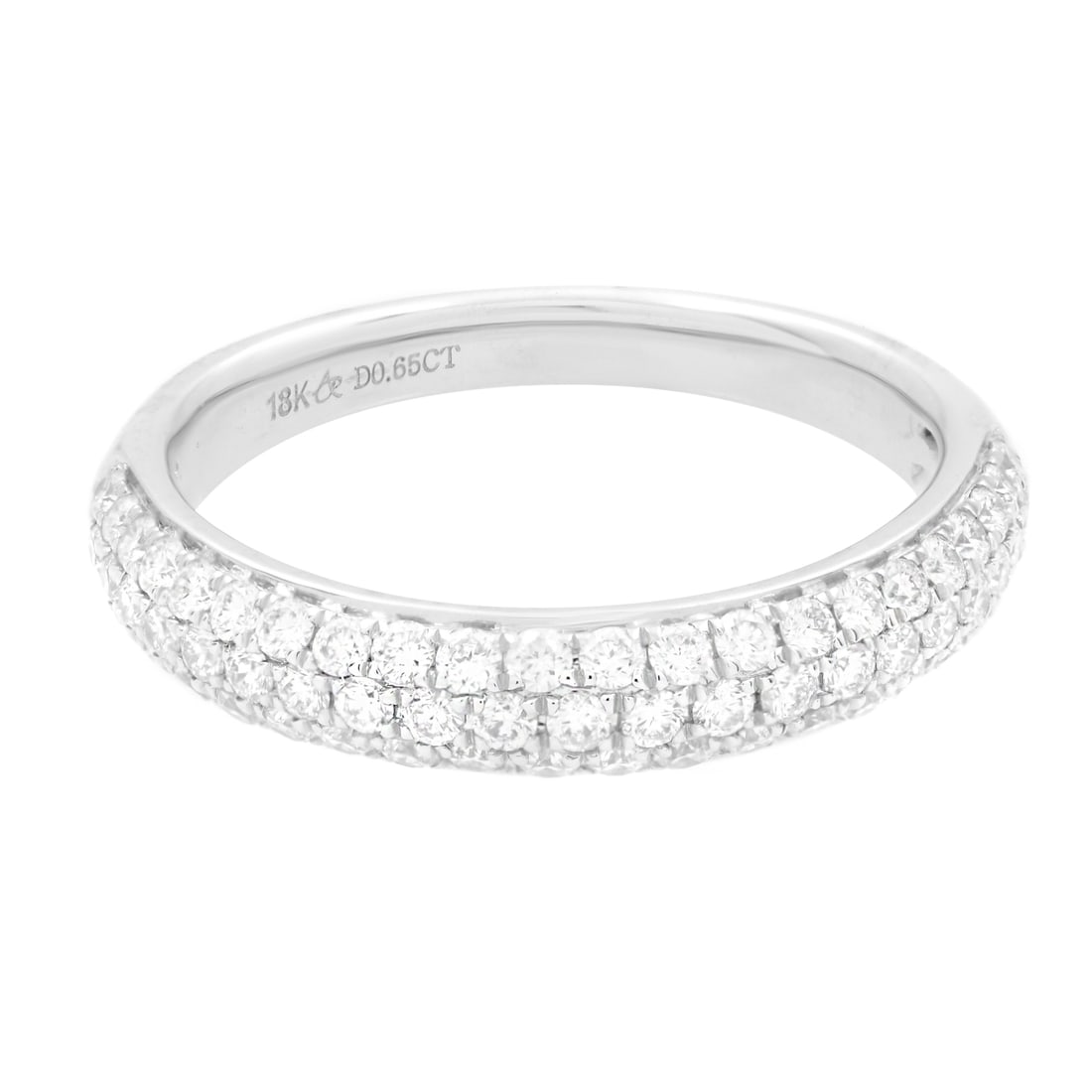Rachel Koen 18K White Gold Pave Diamond Wedding Band Ring 0.65cttw Size 7 (1 of 5)
