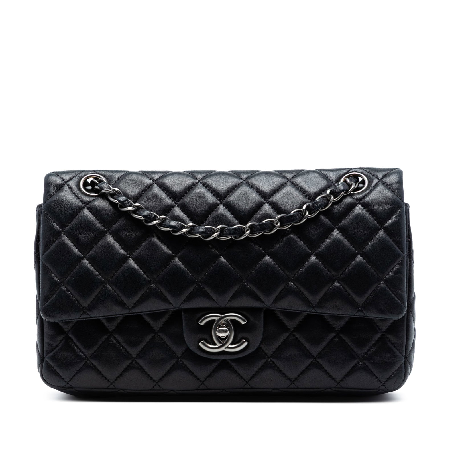 Chanel Black Lambskin Medium Classic Double Flap Shoulder Bag (1 of 7)