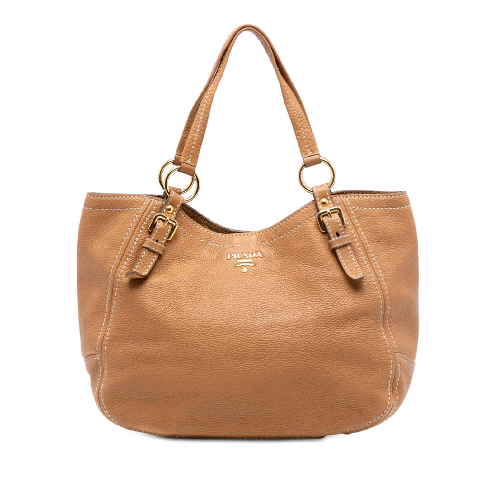 Brown Leather Vitello Daino Shoulder Bag by Prada (1 of 6)