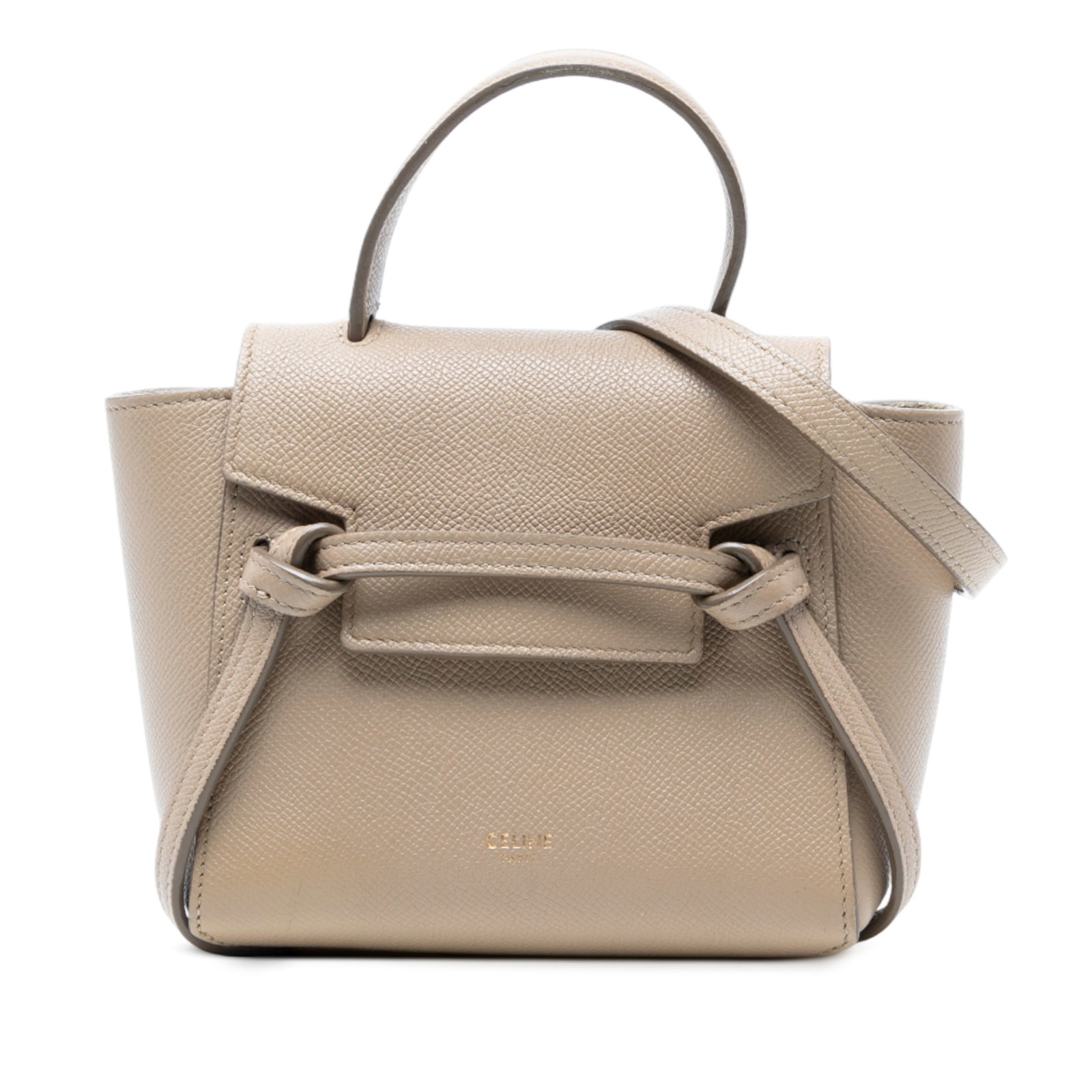 Celine Pico Brown Grained Calfskin Belt Bag with Shoulder Strap: Celine Pico Brown Grained Calfskin Belt Bag with Shoulder Strap The Celine Pico Grained Calfskin Belt Bag is a stylish and functional accessory crafted from high-quality leather. This bag features a f