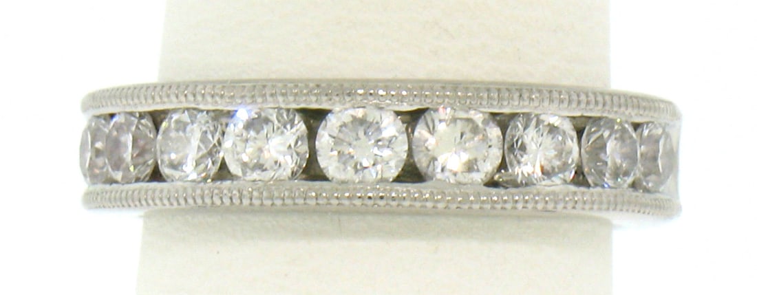 I Forever Do 1.08ctw Palladium Diamond Milgrain Wedding Band Ring (1 of 5)