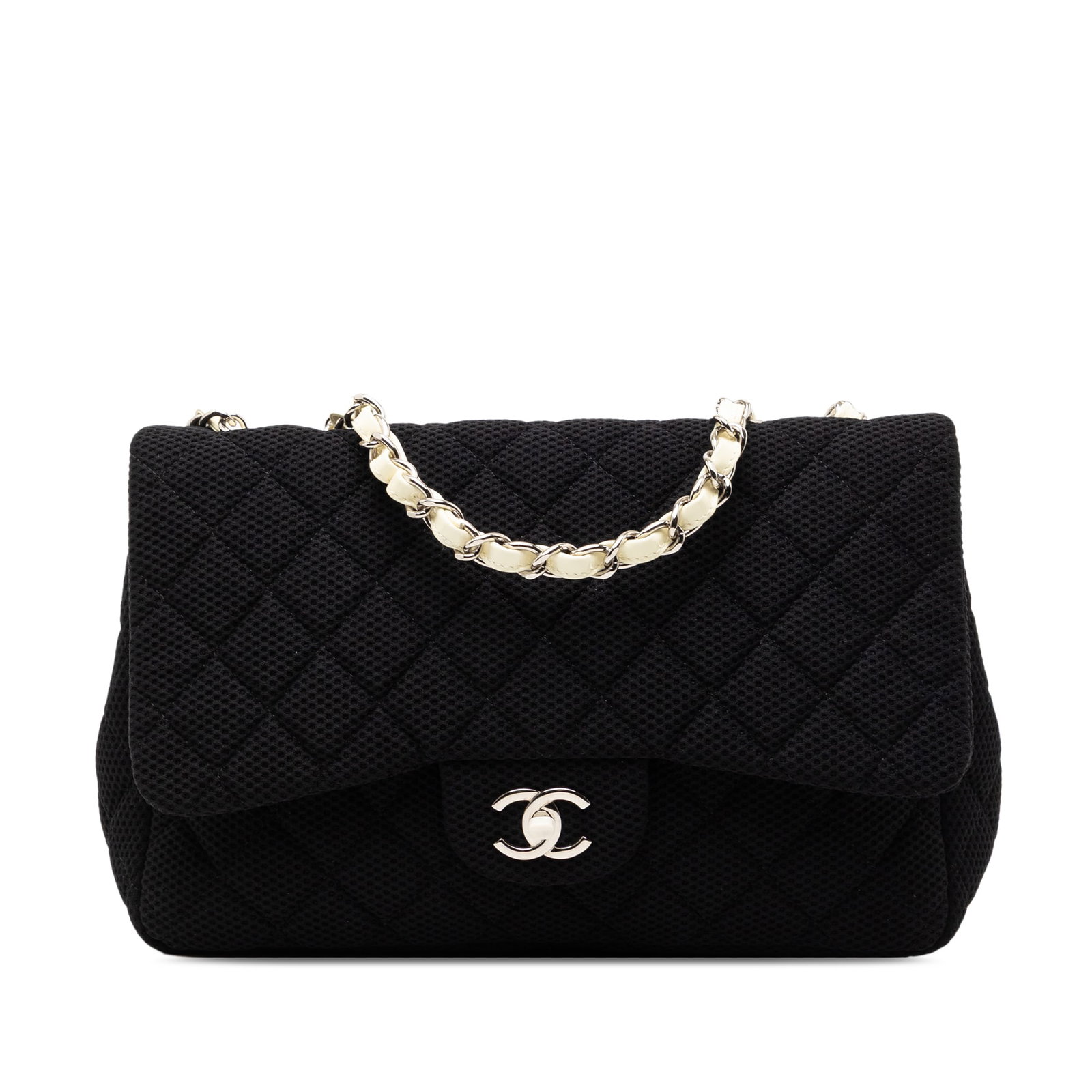 Chanel Jumbo Classic Mesh Flap Bag Black Jersey (1 of 8)